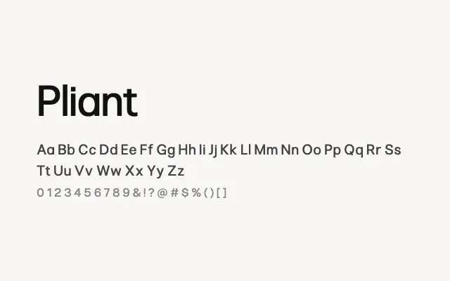 Pliant specimen from Google Fonts