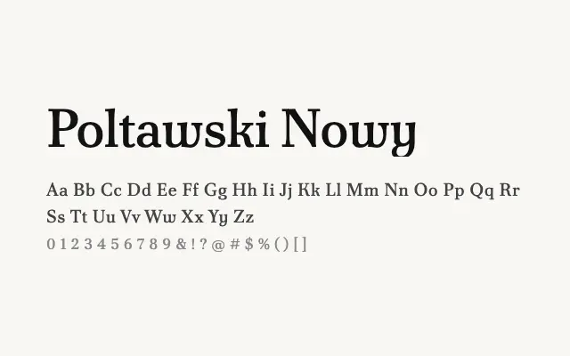 Poltawski Nowy specimen from Google Fonts