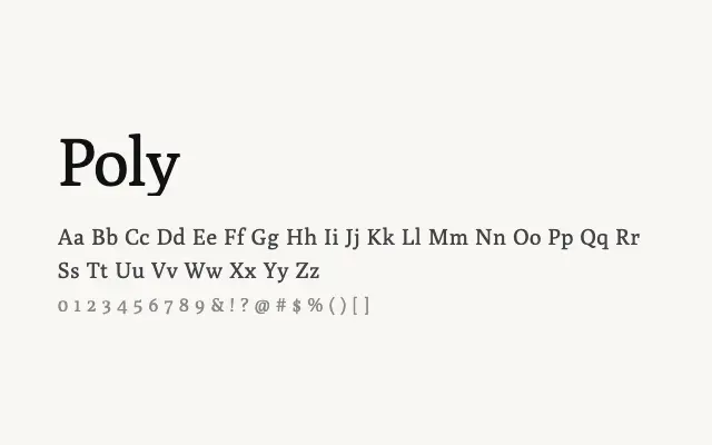 Poly specimen from Google Fonts