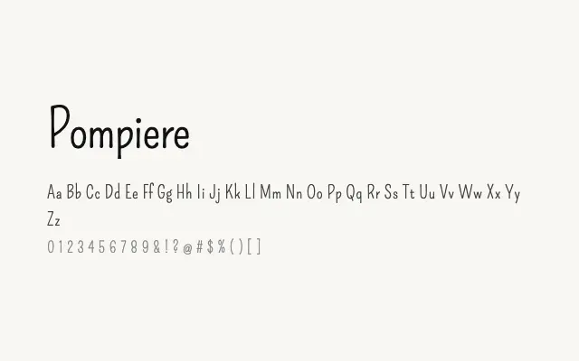 Pompiere specimen from Google Fonts