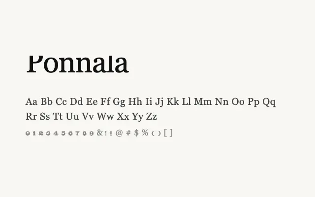 Ponnala specimen from Google Fonts