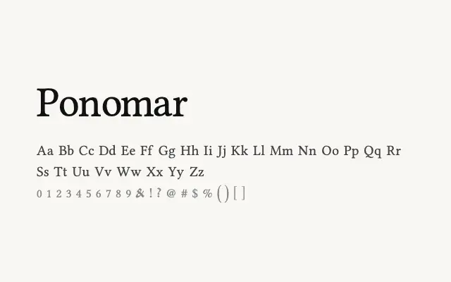 Ponomar specimen from Google Fonts