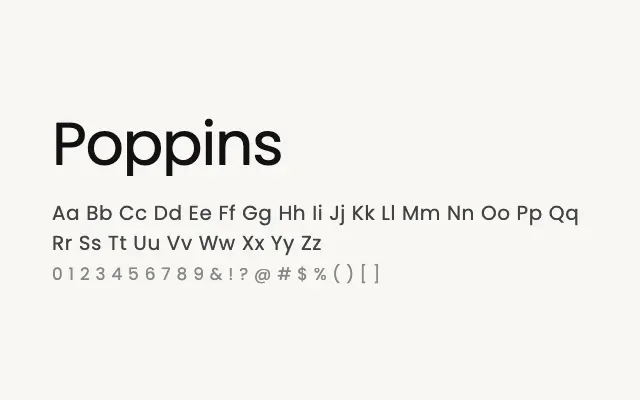 Poppins specimen from Google Fonts