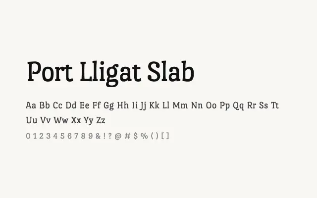 Port Lligat Slab specimen from Google Fonts