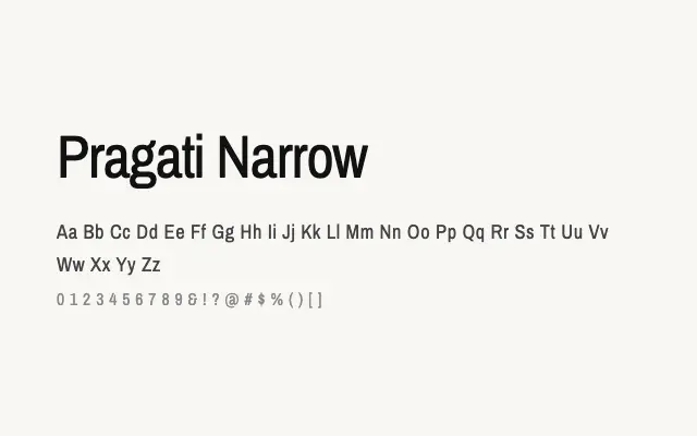 Pragati Narrow specimen from Google Fonts