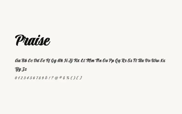 Praise specimen from Google Fonts
