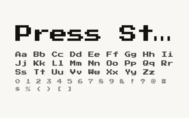 Press Start 2P specimen from Google Fonts