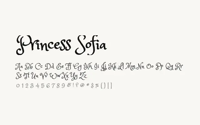 Princess Sofia specimen from Google Fonts