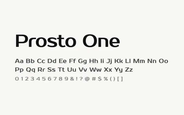 Prosto One specimen from Google Fonts