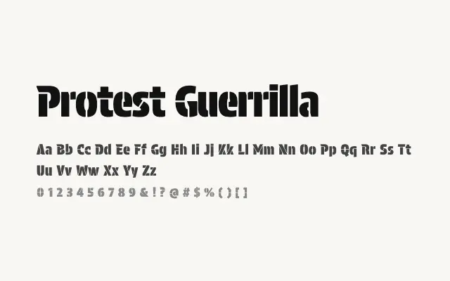 Protest Guerrilla specimen from Google Fonts