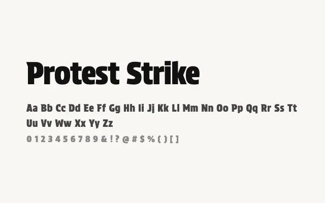 Protest Strike specimen from Google Fonts