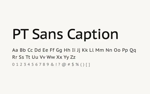 PT Sans Caption specimen from Google Fonts