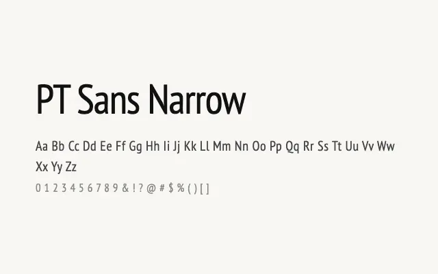 PT Sans Narrow specimen from Google Fonts