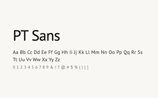 PT Sans specimen from Google Fonts