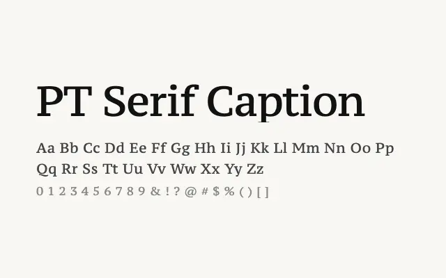 PT Serif Caption specimen from Google Fonts