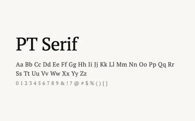PT Serif specimen from Google Fonts