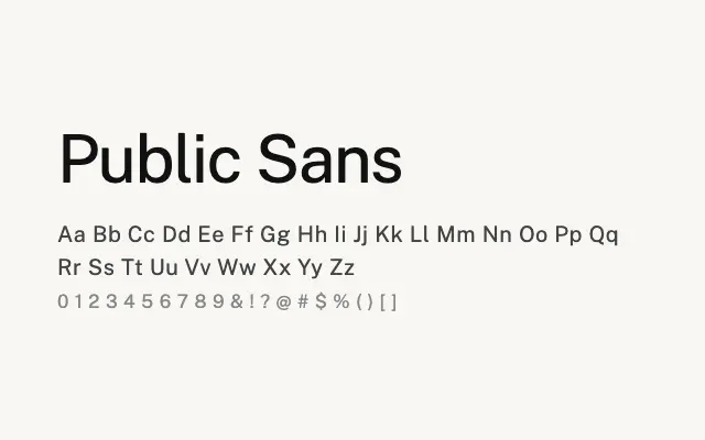 Public Sans specimen from Google Fonts