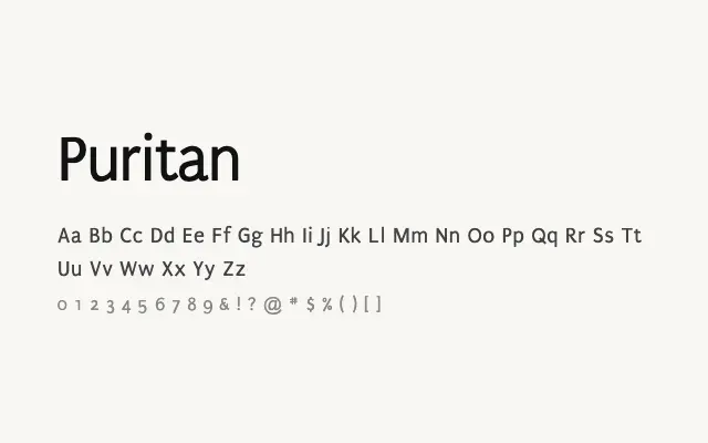 Puritan specimen from Google Fonts