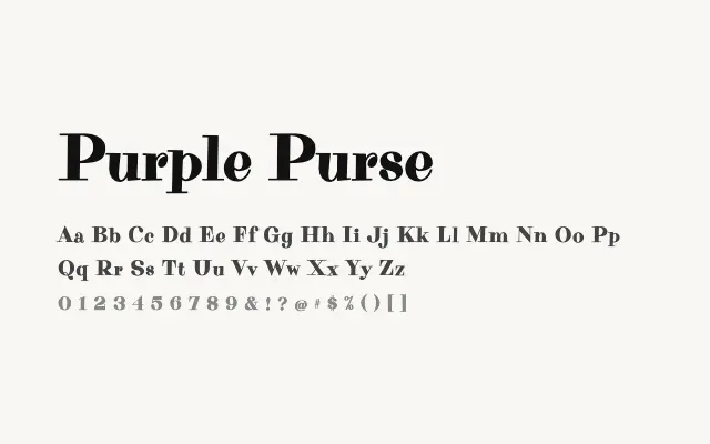 Purple Purse specimen from Google Fonts