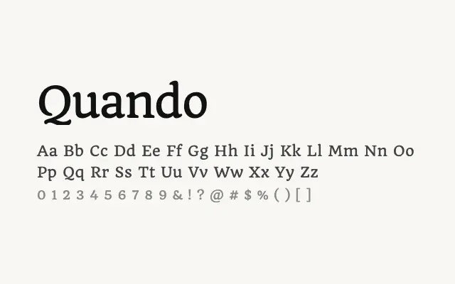 Quando specimen from Google Fonts