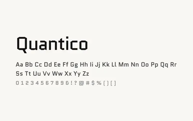 Quantico specimen from Google Fonts