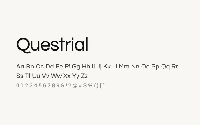 Questrial specimen from Google Fonts