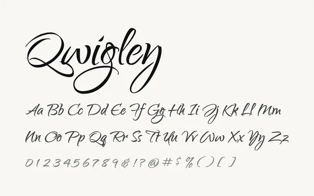 Qwigley specimen from Google Fonts