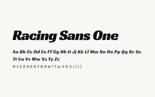 Racing Sans One specimen from Google Fonts