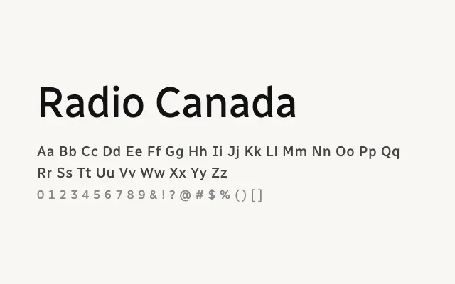 Radio Canada specimen from Google Fonts