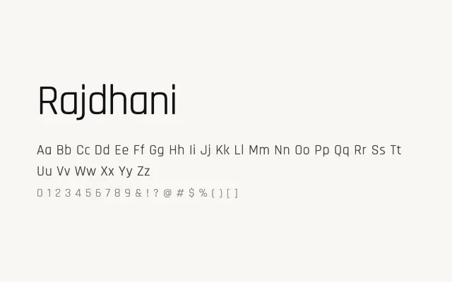 Rajdhani specimen from Google Fonts