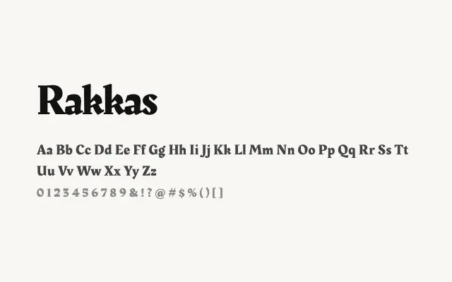 Rakkas specimen from Google Fonts
