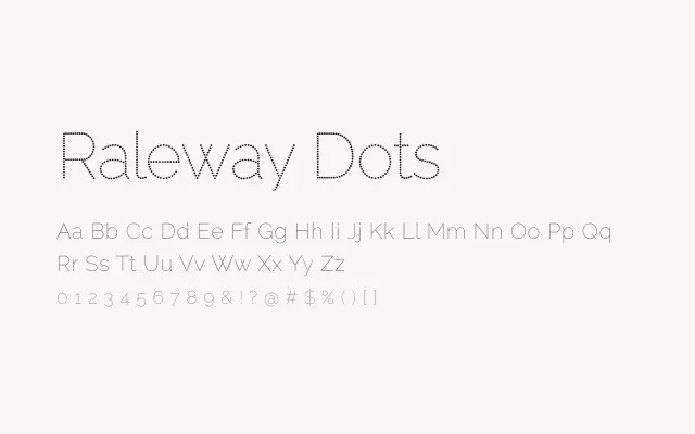 Raleway Dots specimen from Google Fonts