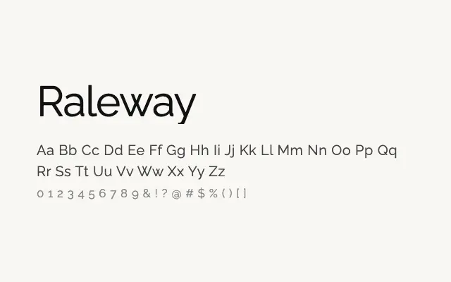 Raleway specimen from Google Fonts