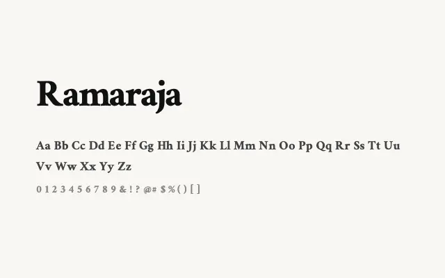 Ramaraja specimen from Google Fonts