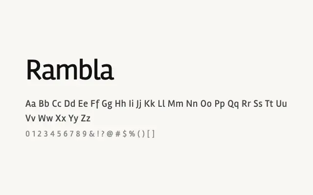 Rambla specimen from Google Fonts