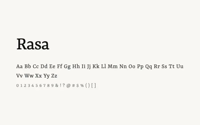 Rasa specimen from Google Fonts