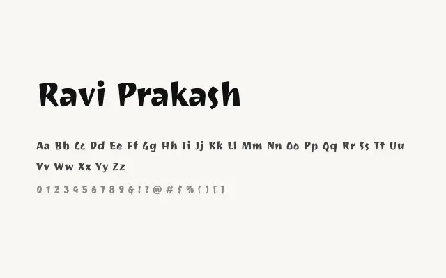 Ravi Prakash specimen from Google Fonts