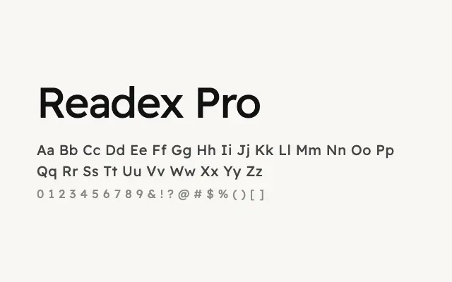 Readex Pro specimen from Google Fonts