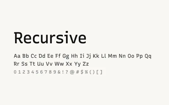 Recursive specimen from Google Fonts