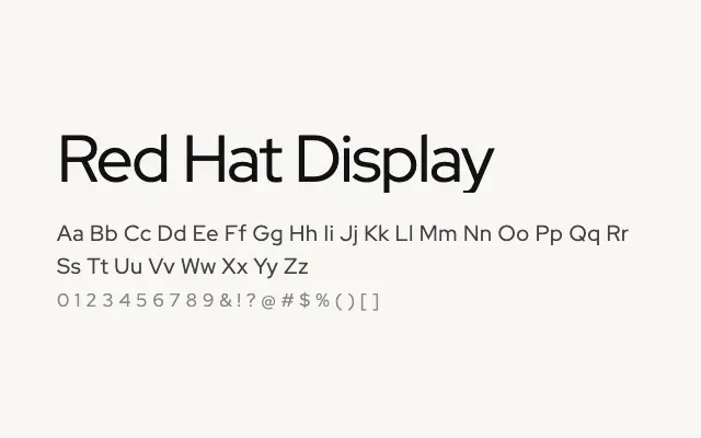 Red Hat Display specimen from Google Fonts