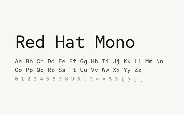 Red Hat Mono specimen from Google Fonts