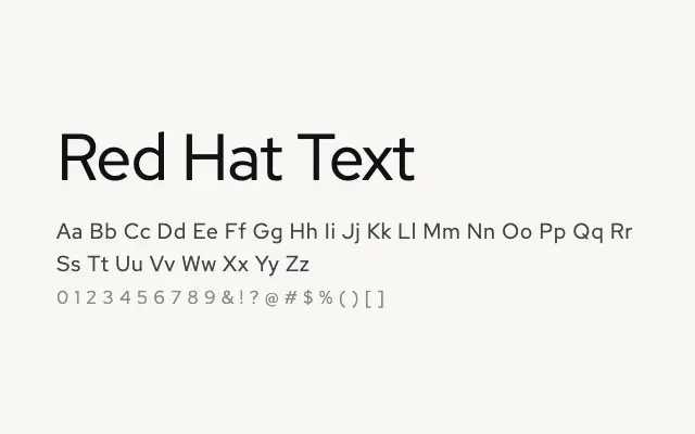 Red Hat Text specimen from Google Fonts