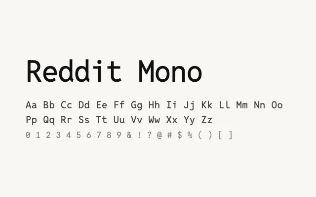 Reddit Mono specimen from Google Fonts