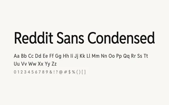 Reddit Sans Condensed specimen from Google Fonts