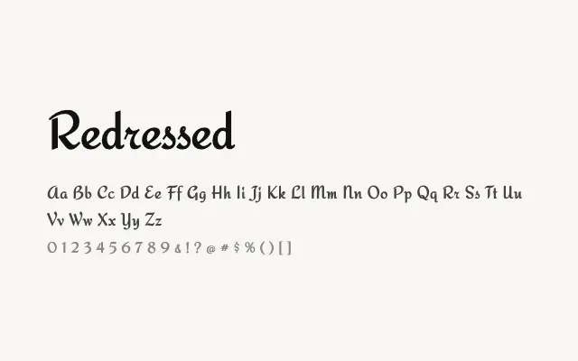 Redressed specimen from Google Fonts
