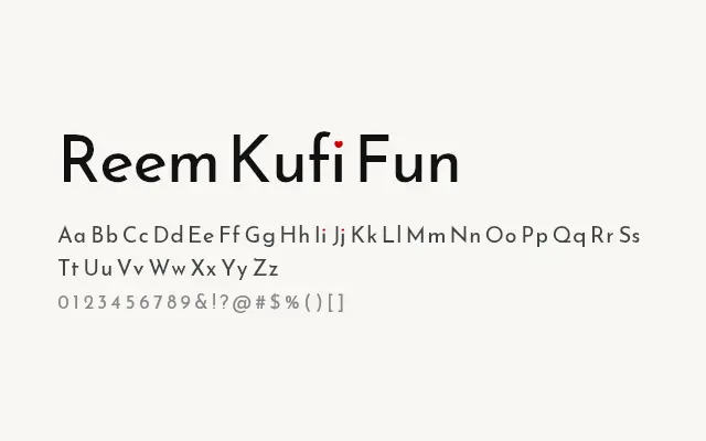 Reem Kufi Fun specimen from Google Fonts