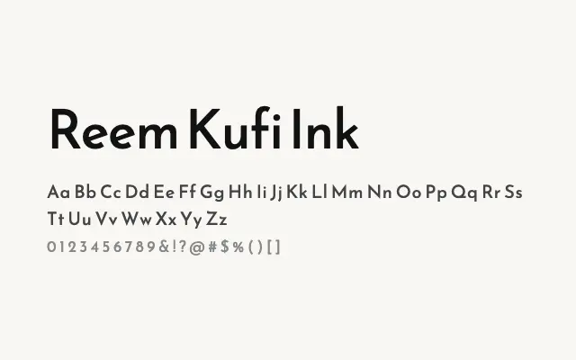 Reem Kufi Ink specimen from Google Fonts