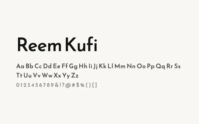 Reem Kufi specimen from Google Fonts