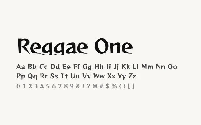 Reggae One specimen from Google Fonts