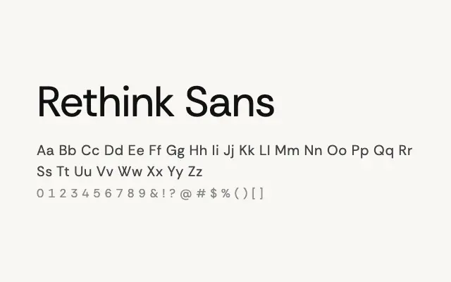 Rethink Sans specimen from Google Fonts